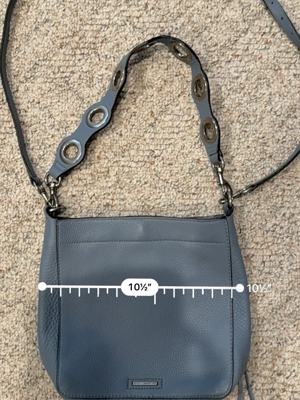 Rebecca Minkoff purse, Crossbody, Blue Pebbled Leather Studded Shoulder Bag - Picture 8 of 8
